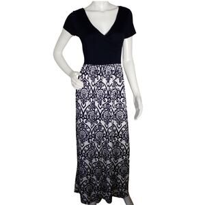 Gilli Womens Maxi Floral Print Ryland Knit 2fer Comfort Stretch Vneck Size Small